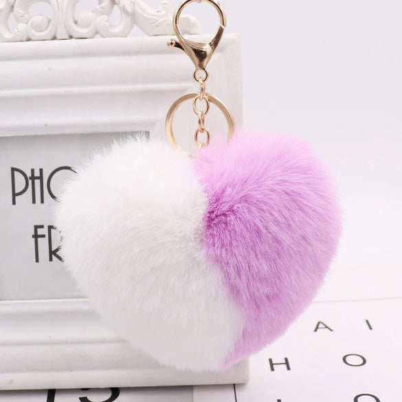 Plush Love Bag Pendant Heart Shaped Keychain In Modern Art Style