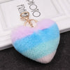 Plush Love Heartshaped Color Stripe Imitation Rex Rabbit Hair Keychain Bag Pendant