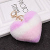 Plush Love Heartshaped Color Stripe Imitation Rex Rabbit Hair Keychain Bag Pendant