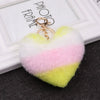 Plush Love Heartshaped Color Stripe Imitation Rex Rabbit Hair Keychain Bag Pendant