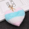 Plush Love Heartshaped Color Stripe Imitation Rex Rabbit Hair Keychain Bag Pendant