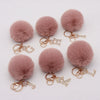 Plush Metal Letter Fur Ball Keychain For Women