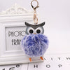 Plush Owl Fur Ball Keychain Pu Leather Cartoon Doll Pendant For Bag And Car Ornament