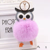 Plush Owl Fur Ball Keychain Pu Leather Cartoon Doll Pendant For Bag And Car Ornament