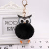 Plush Owl Fur Ball Keychain Pu Leather Cartoon Doll Pendant For Bag And Car Ornament