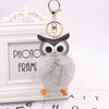 Plush Owl Fur Ball Keychain Pu Leather Cartoon Doll Pendant For Bag And Car Ornament