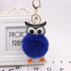 Plush Owl Fur Ball Keychain Pu Leather Cartoon Doll Pendant For Bag And Car Ornament