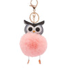 Plush Owl Fur Ball Keychain Pu Leather Cartoon Doll Pendant For Bag And Car Ornament