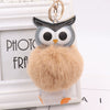 Plush Owl Fur Ball Keychain Pu Leather Cartoon Doll Pendant For Bag And Car Ornament