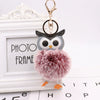 Plush Owl Fur Ball Keychain Pu Leather Cartoon Doll Pendant For Bag And Car Ornament