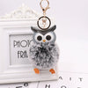 Plush Owl Fur Ball Keychain Pu Leather Cartoon Doll Pendant For Bag And Car Ornament