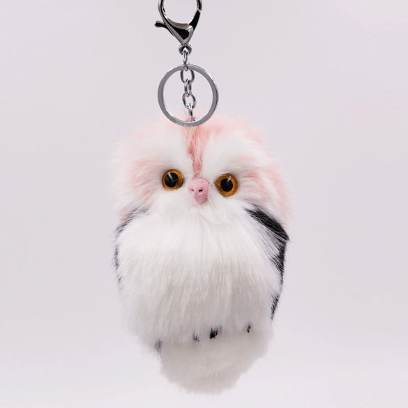 Plush Owl Pendant Cute Animal Keychain Imitation Rabbit Hair Fur Bag Car Pendant
