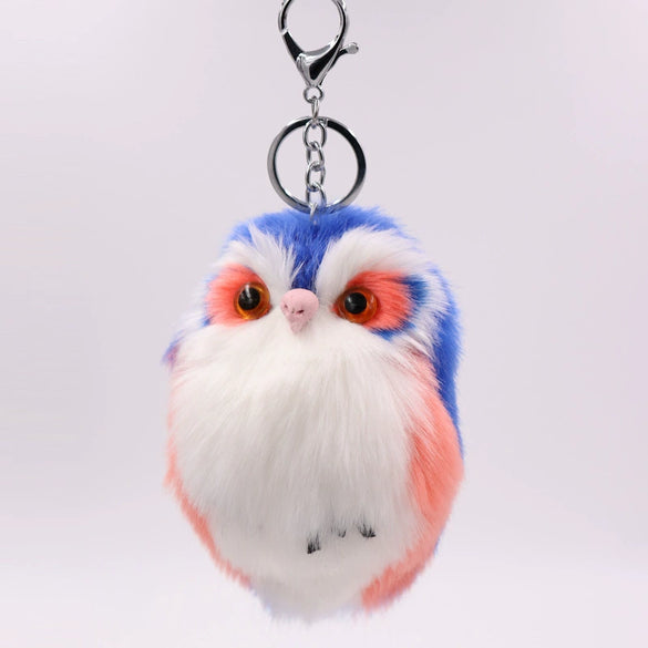 Plush Owl Pendant Cute Animal Keychain Imitation Rabbit Hair Fur Bag Car Pendant