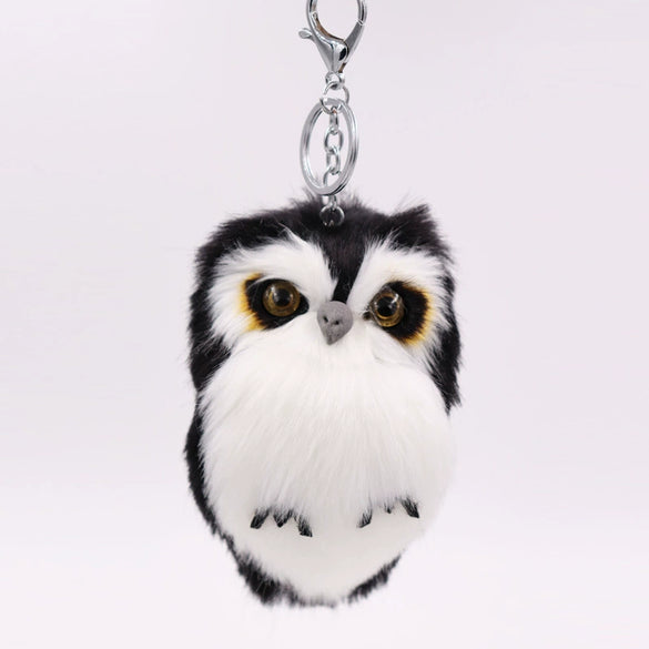 Plush Owl Pendant Cute Animal Keychain Imitation Rabbit Hair Fur Bag Car Pendant