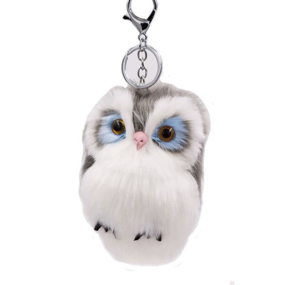 Plush Owl Pendant Cute Animal Keychain Imitation Rabbit Hair Fur Bag Car Pendant