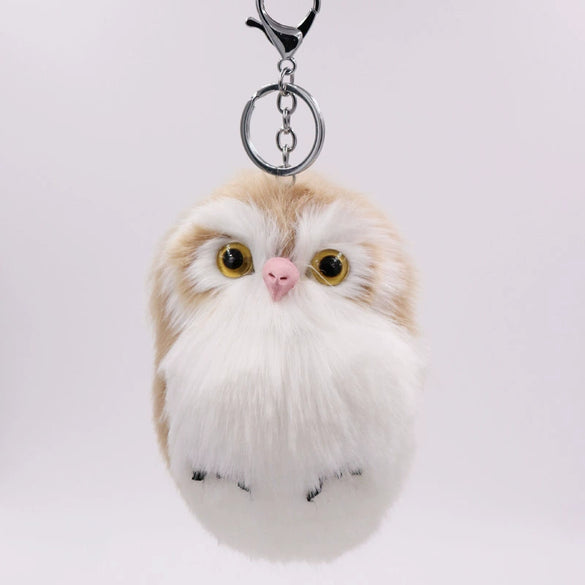 Plush Owl Pendant Cute Animal Keychain Imitation Rabbit Hair Fur Bag Car Pendant