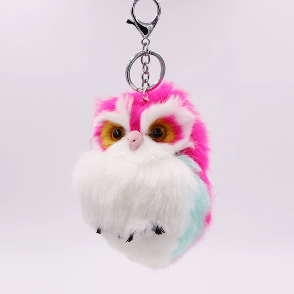 Plush Owl Pendant Cute Animal Keychain Imitation Rabbit Hair Fur Bag Car Pendant