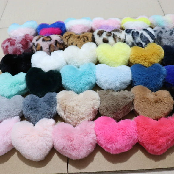 Plush Peach Heart Keychain Pendant Imitation Rex Rabbit Fur Light Luxury Style