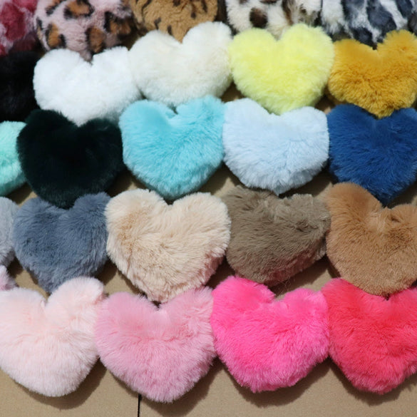 Plush Peach Heart Keychain Pendant Imitation Rex Rabbit Fur Light Luxury Style