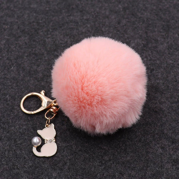 Plush Pearl Cat Keychain And Bag Pendant