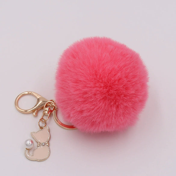 Plush Pearl Cat Keychain And Bag Pendant