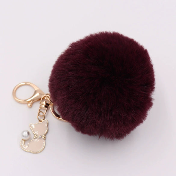 Plush Pearl Cat Keychain And Bag Pendant