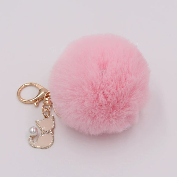 Plush Pearl Cat Keychain And Bag Pendant