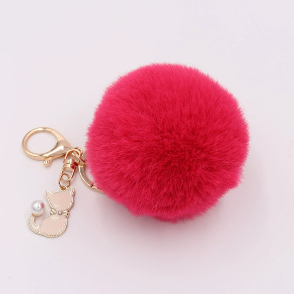 Plush Pearl Cat Keychain And Bag Pendant