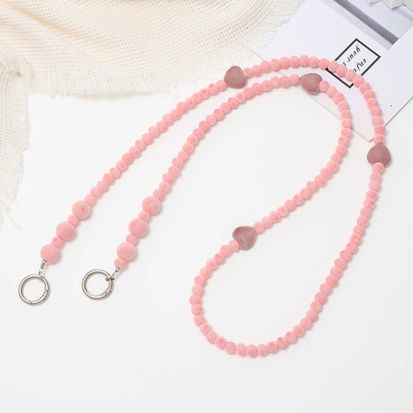 Plush Plastic Resin Mobile Phone Lanyard With Love Water Drops Bell Pattern Semimanual Craft