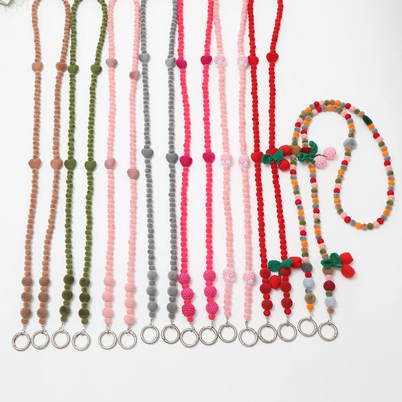 Plush Plastic Resin Mobile Phone Lanyard With Love Water Drops Bell Pattern Semimanual Craft