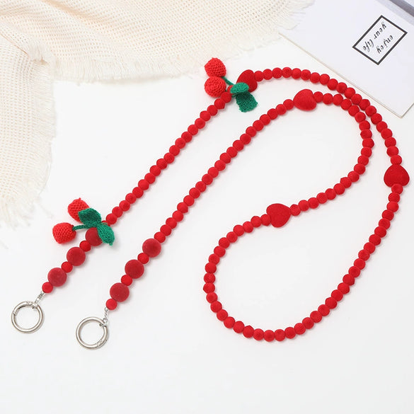 Plush Plastic Resin Mobile Phone Lanyard With Love Water Drops Bell Pattern Semimanual Craft