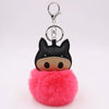Plush Pu Leather Bullfighting Key Chain And Car Pendant With Fur Ball