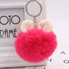 Plush Rabbit Ears Fur Ball Keychain Pendant