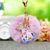 Plush Satchel Style Women's Car Keychain Diamond Encrusted Creative Bag Pendant Fur Ball Gift