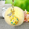 Plush Satchel Style Women's Car Keychain Diamond Encrusted Creative Bag Pendant Fur Ball Gift