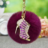 Plush Satchel Style Women's Car Keychain Diamond Encrusted Creative Bag Pendant Fur Ball Gift