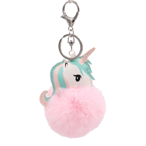 Plush Unicorn Fur Ball Key Chain And Car Pendant