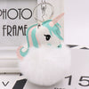 Plush Unicorn Fur Ball Key Chain And Car Pendant