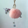 Plush Unicorn Pony Key Chain With Imitation Rex Rabbit Fur Ball And Pu Leather Pendant