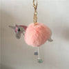 Plush Unicorn Pony Key Chain With Imitation Rex Rabbit Fur Ball And Pu Leather Pendant