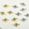 Pocket Green Zirconium Double Hanging Four Leaf Flower Pendant Diy Hand Beaded Copper Electroplated Bracelet Necklace Connection Accessories