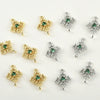 Pocket Green Zirconium Double Hanging Four Leaf Flower Pendant Diy Hand Beaded Copper Electroplated Bracelet Necklace Connection Accessories
