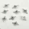 Pocket Green Zirconium Double Hanging Four Leaf Flower Pendant Diy Hand Beaded Copper Electroplated Bracelet Necklace Connection Accessories