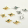 Pocket Green Zirconium Double Hanging Four Leaf Flower Pendant Diy Hand Beaded Copper Electroplated Bracelet Necklace Connection Accessories