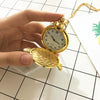 Pocket Watch Alloy Female Cartoon Round Dial With Angel Wings And Sakura Stars Hanging Chain
