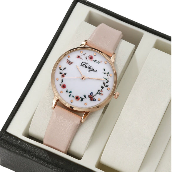 Pointer Round Alloy Case Imitation Leather Strap Women's Bracelet Watch