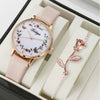 Pointer Round Alloy Case Imitation Leather Strap Women's Bracelet Watch