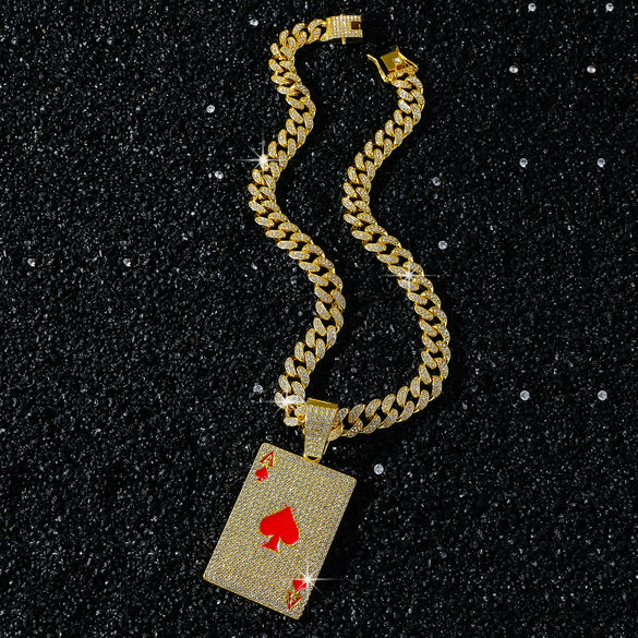 Poker Card Pendant Hiphop Style Alloy Electroplating For Men