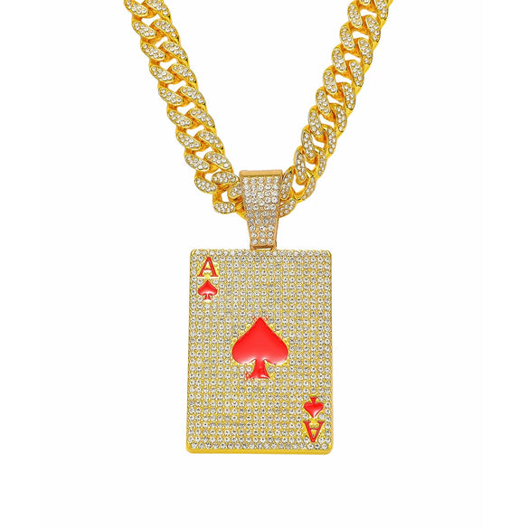 Poker Card Pendant Hiphop Style Alloy Electroplating For Men