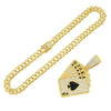 Poker Pendant Necklace Hiphop Style Rhinestone Diamondencrusted Cuban Chain Geometric Design Alloy